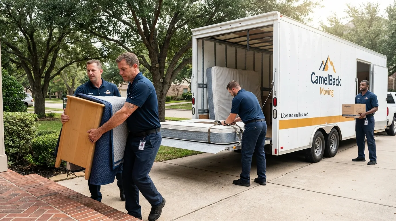Crew loading residential truck for cross-state move from Philomath, OR