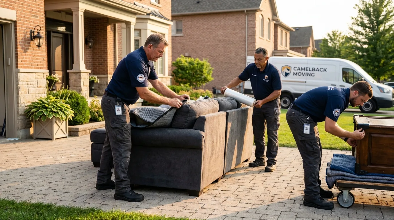 Large estate moving crew wrapping furniture in Philomath, OR