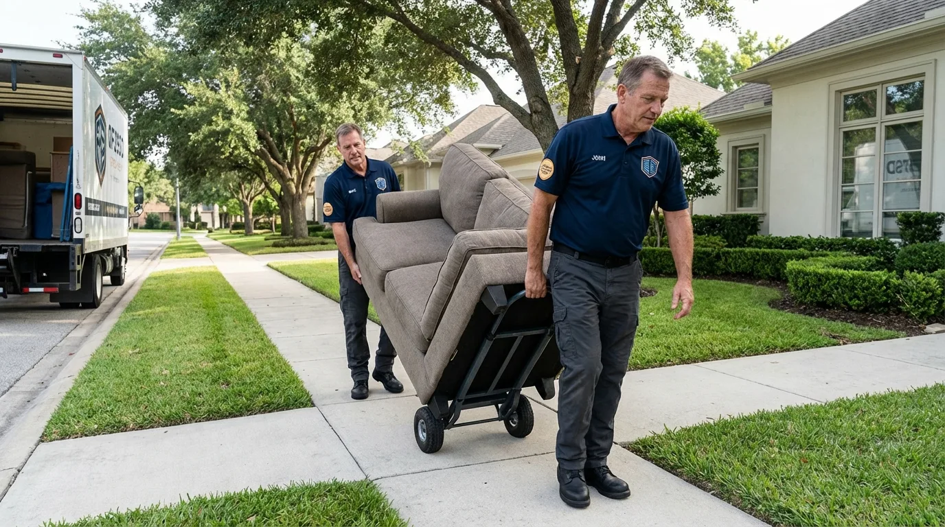 Local residential moving crew loading furniture in Philomath, OR