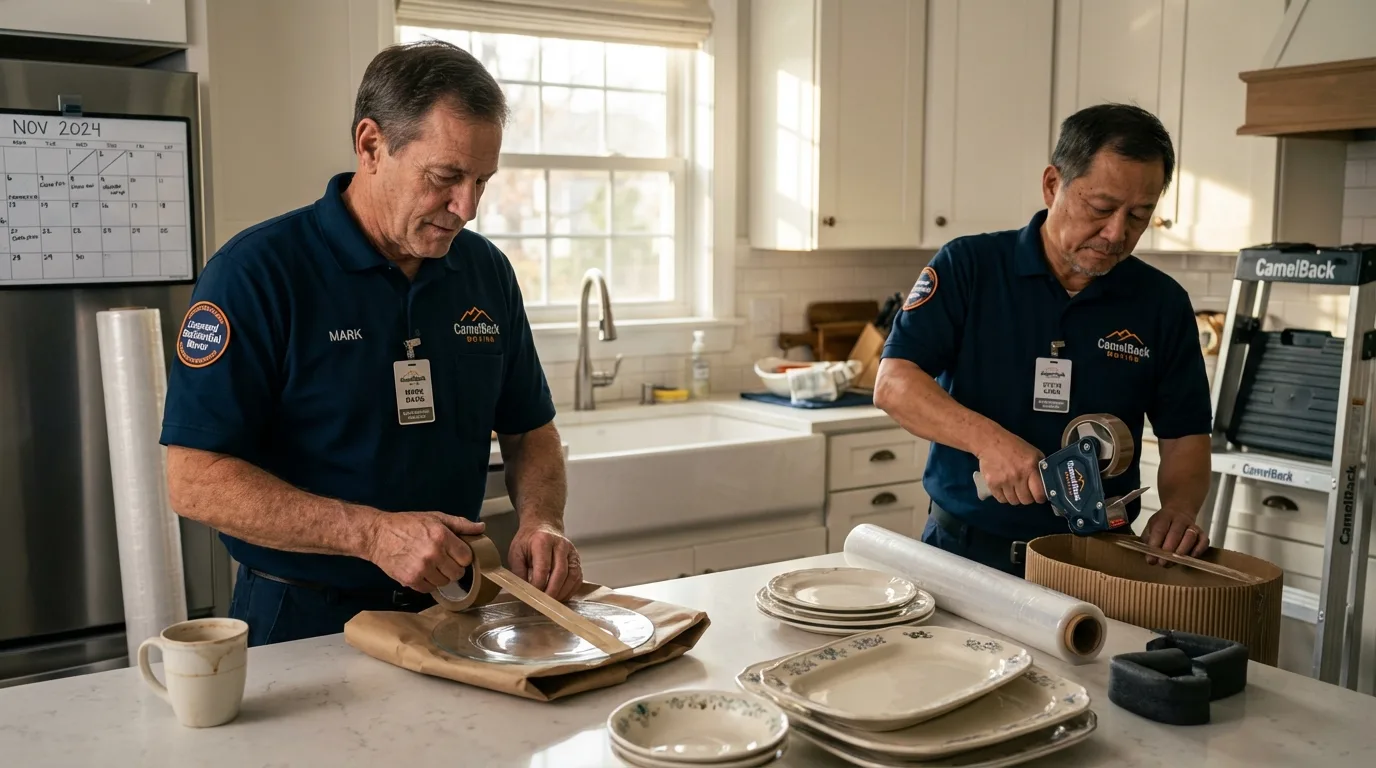 Professional crew packing kitchen dishware in Philomath, OR